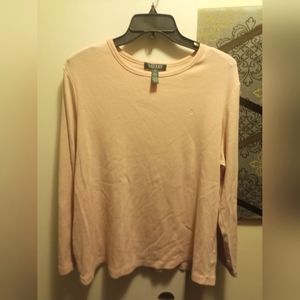 NWOT Lauren by Ralph Lauren 2x pink/peach long sleeve knit tshirt